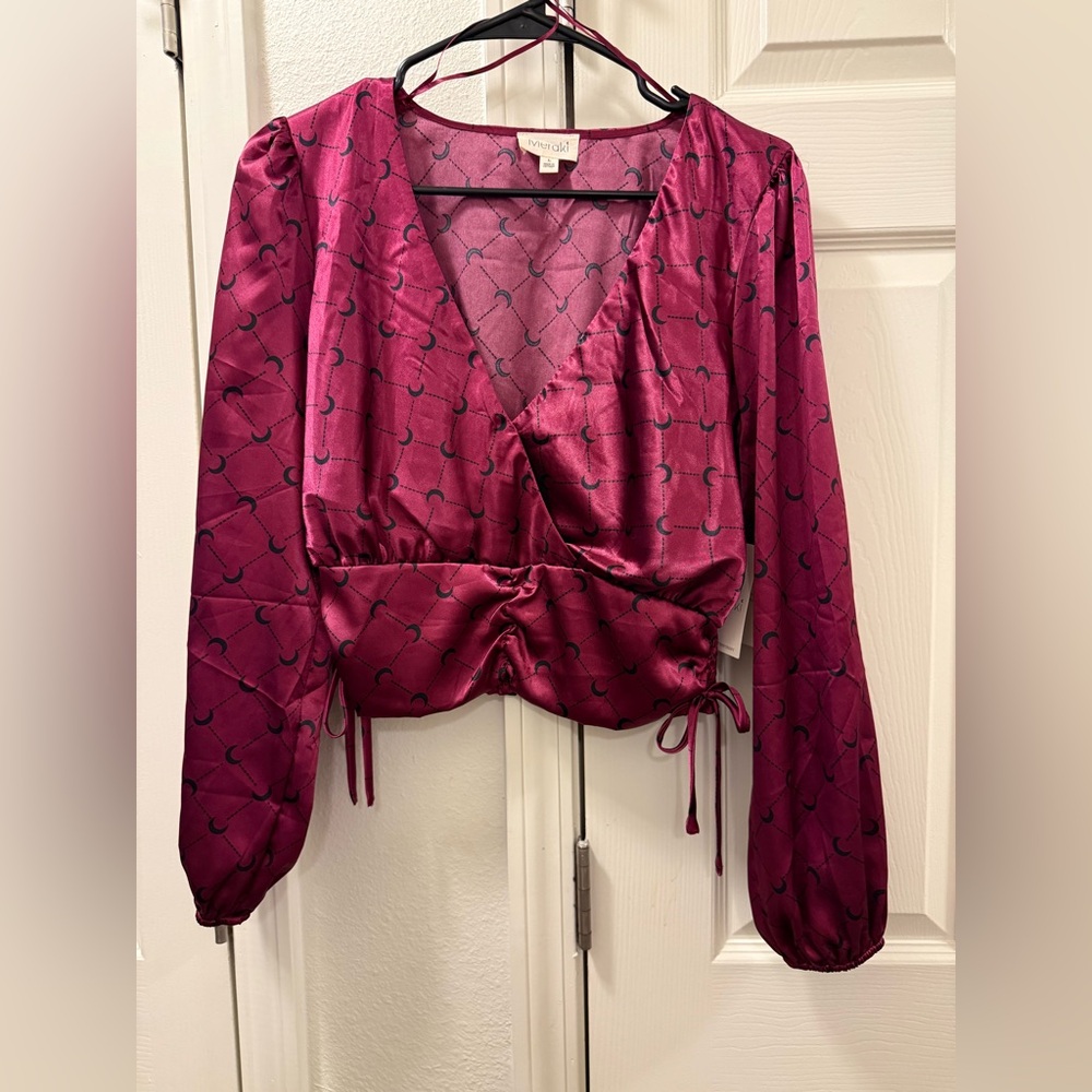 Vince Camuto Burgundy Wrap Blouse